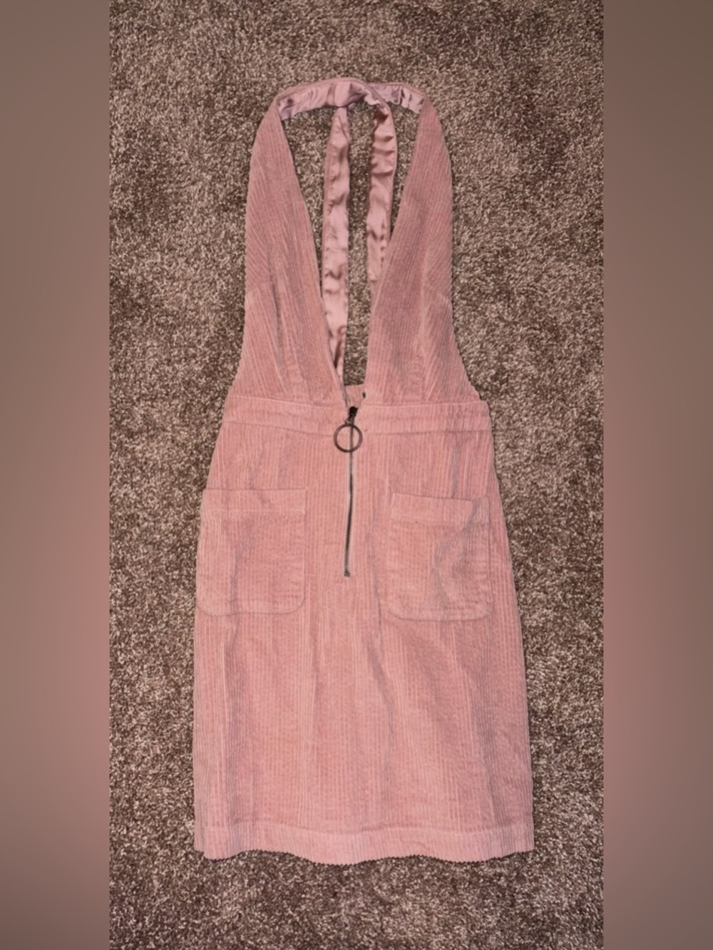 NWOT wild fable Pink Corduroy Halter Mini Dress with Front Zip